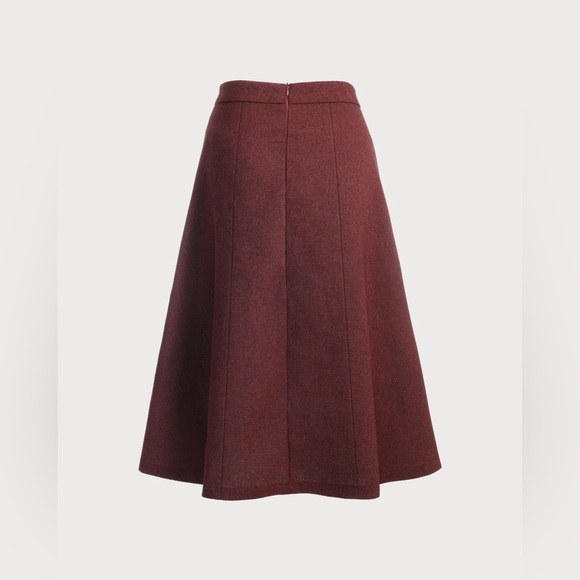 Burgundy High Waisted Tweed Skirt - Picture 6 of 7